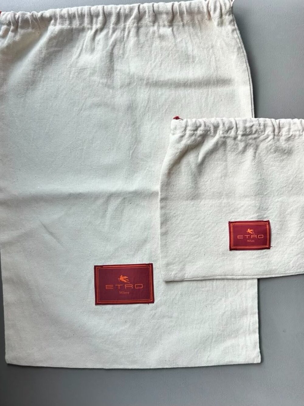 Authentic ETRO Milano Dust Bags – Set of 2 Beige Drawstring Storage Bags